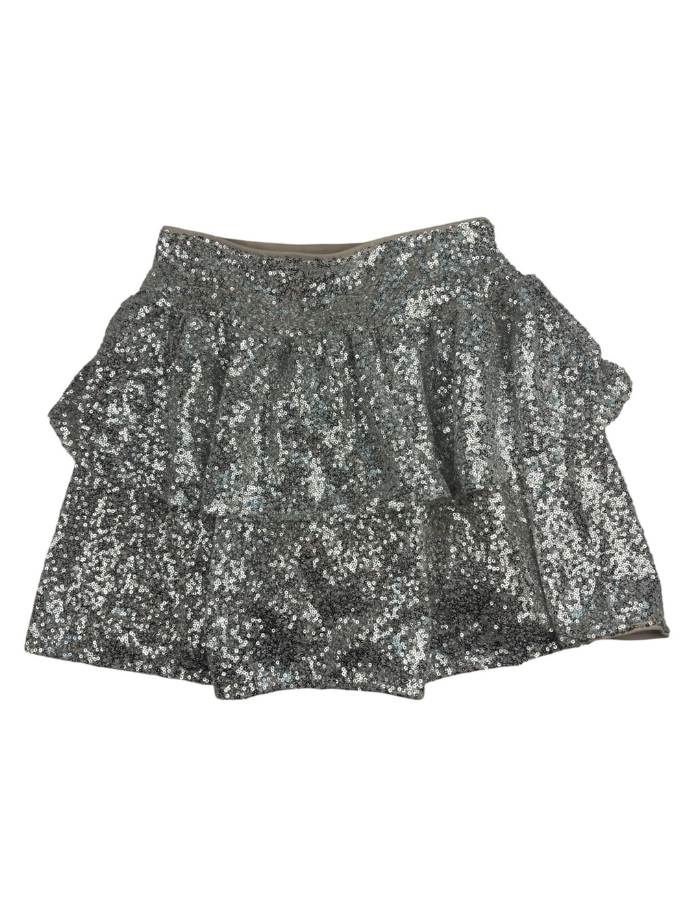 H&M Girls' Silver Tiered Sequined Short Skirt Size 12-14